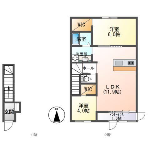 ソルテラス(2LDK/2階)の間取り写真