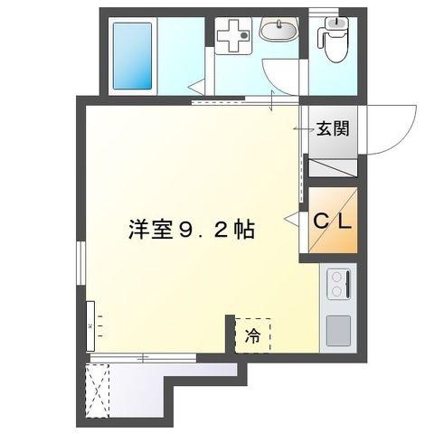 ライズウィング(ワンルーム/2階)の間取り写真