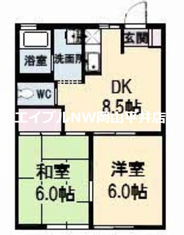 ヴィレッジ高島A棟(2DK/1階)の間取り写真