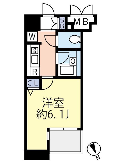 グランヴァンデュヴェール東京(1K/2階)の間取り写真