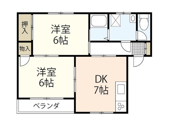 アサヒハイツ(2DK/3階)の間取り写真