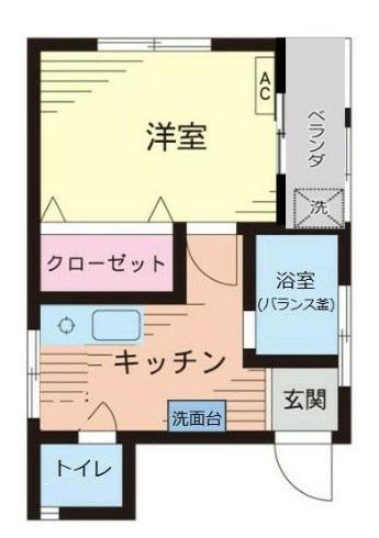 木之本ビル(1K/4階)の間取り写真