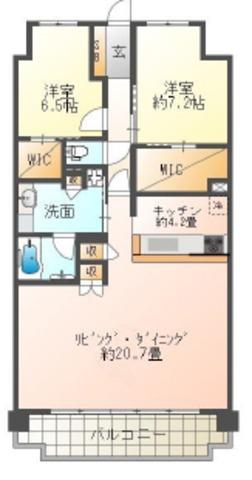 ローレルコート姫路大手前通(3LDK/7階)の間取り写真