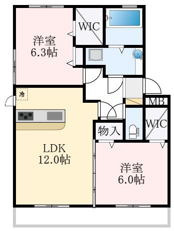 地下鉄御堂筋線 なかもず駅(大阪メトロ) 徒歩25分 3階建 築12年(2LDK/3階)の間取り写真