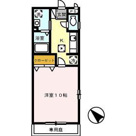 プリメーラ石井城上(1K/1階)の間取り写真