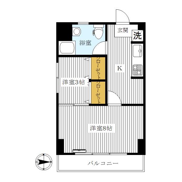 トナミビル(2K/6階)の間取り写真