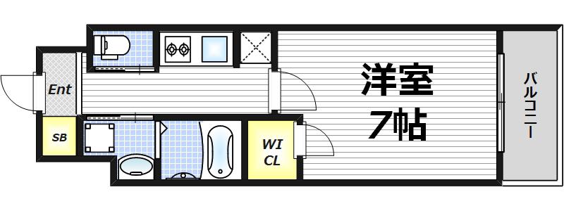 ビガーポリス405同心III(1K/8階)の間取り写真