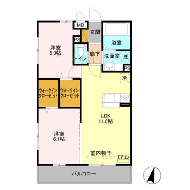 M&SKOWAII(2LDK/2階)の間取り写真