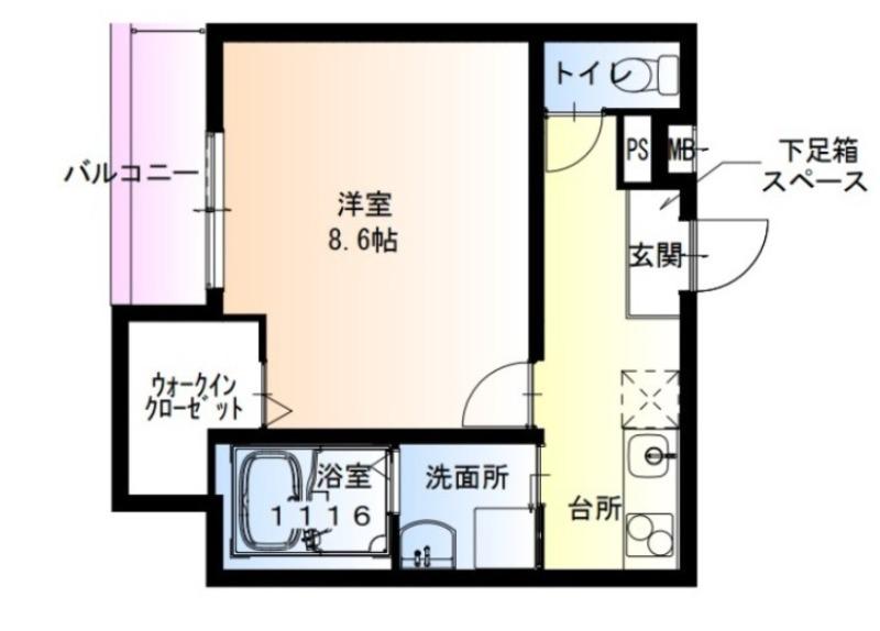 フジパレス鳳北町(1K/1階)の間取り写真
