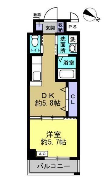 ペパーミント(1DK/1階)の間取り写真