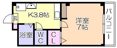 プランドゥ合川I(1DK/1階)の間取り写真