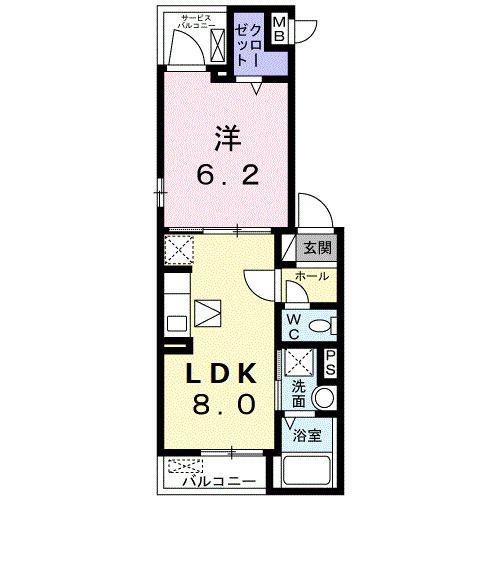 カーサ プリンセスII(1DK/1階)の間取り写真