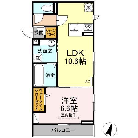 LUCKYCIRCLEHIYOSHI(1LDK/2階)の間取り写真