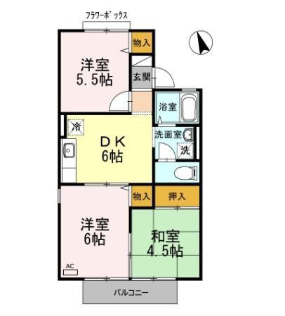 コーポグレイス(3DK/1階)の間取り写真