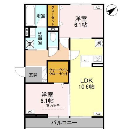 D-GRAN本町(2LDK/2階)の間取り写真