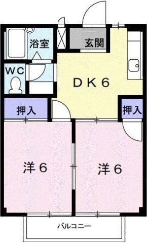 アーバンハイツ(2DK/2階)の間取り写真