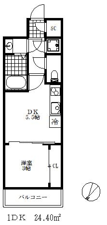 セレニテ神戸ミラク(1DK/11階)の間取り写真