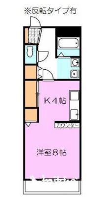 高松琴平電鉄長尾線 水田駅 徒歩3分 3階建 築28年(1K/3階)の間取り写真