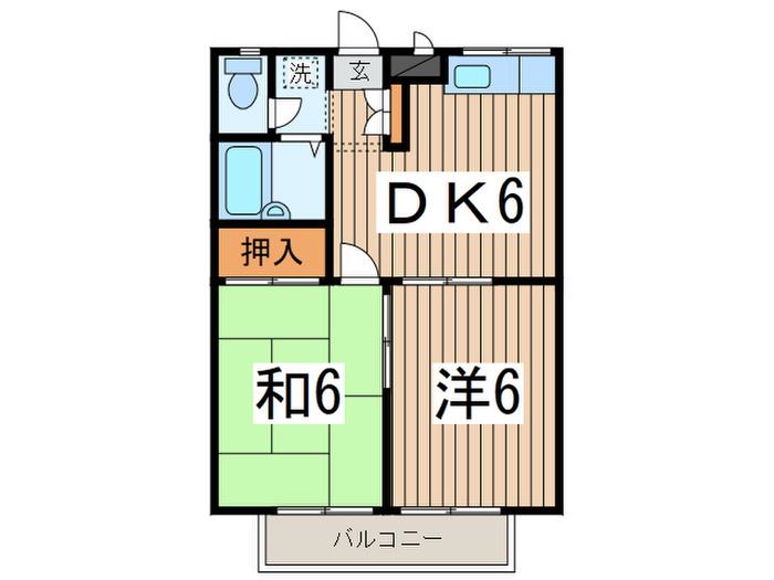エステートピアマルイI(2DK/2階)の間取り写真
