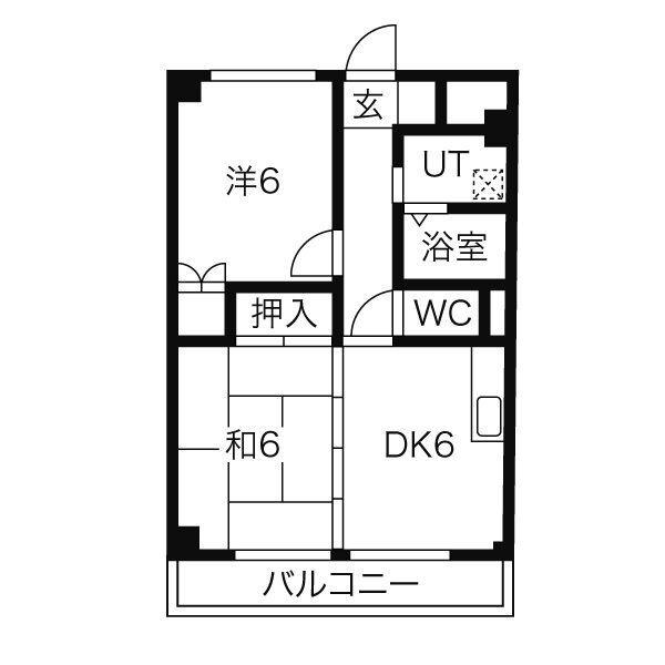 ハウスアベニュー(2DK/4階)の間取り写真