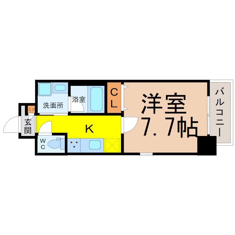 カーサニア尾頭橋(1K/8階)の間取り写真
