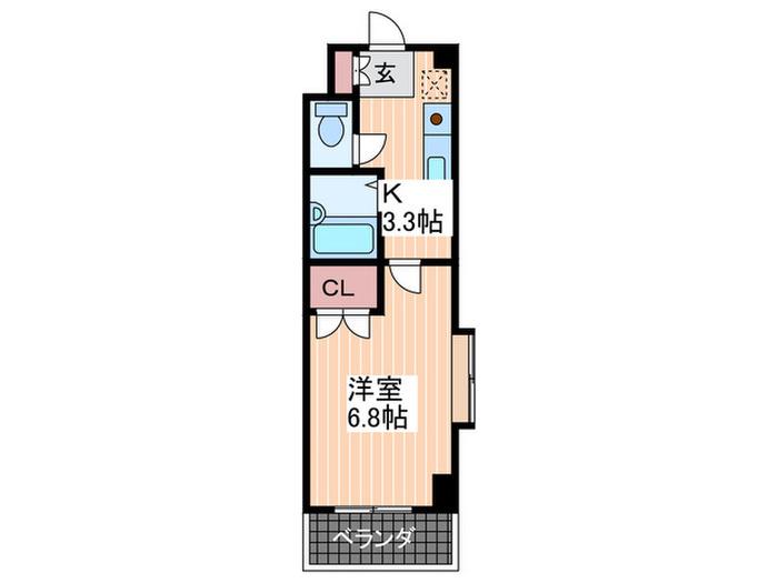 ボヌールII(1K/2階)の間取り写真