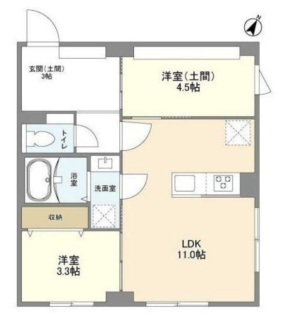 ウェルスクエア目黒(2LDK/1階)の間取り写真