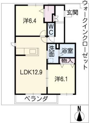 GRAND FOLK(2LDK/1階)の間取り写真