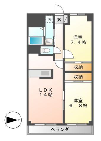 インプルーブ金山(2LDK/9階)の間取り写真