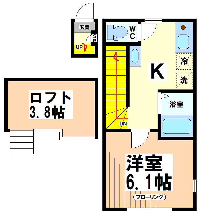 アオアクア浜田山(1K/2階)の間取り写真