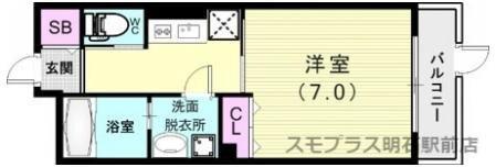 ワコーレヴィアーノ須磨月見山本町II(1K/1階)の間取り写真