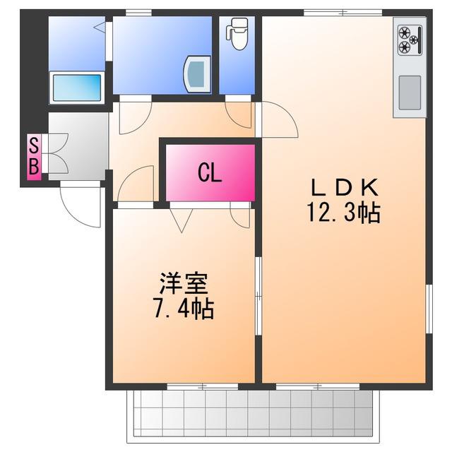 サニーサイドハイツ(1LDK/2階)の間取り写真