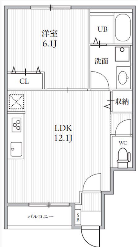 TSCUORE野方(1LDK/1階)の間取り写真