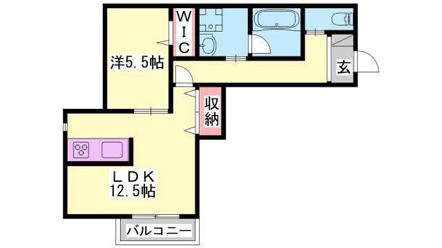 グランディール(1LDK/2階)の間取り写真