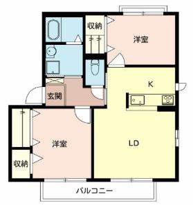 シャーメゾンキティーB(2LDK/1階)の間取り写真