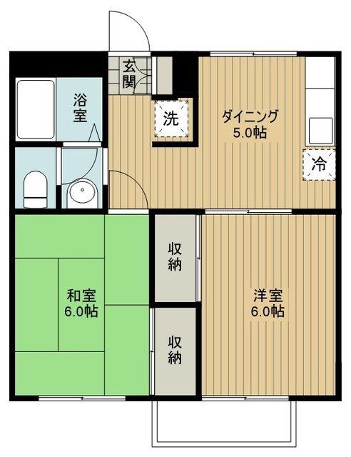 エステートピアU3号棟(2DK/2階)の間取り写真