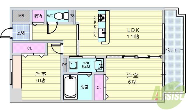 スローハス コート(2LDK/2階)の間取り写真