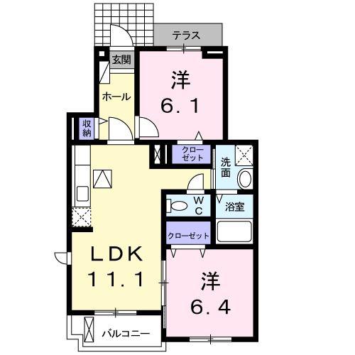フィオーレYS(2LDK/1階)の間取り写真
