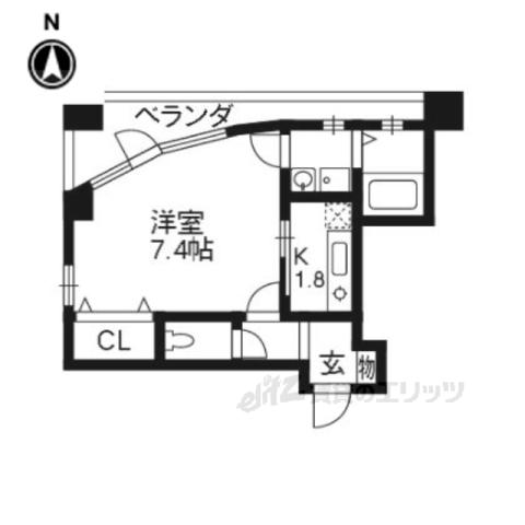 ウェーブ(1K/5階)の間取り写真