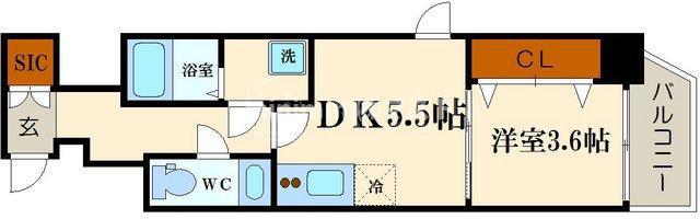エステムコート南堀江IIIチュラ(1DK/14階)の間取り写真