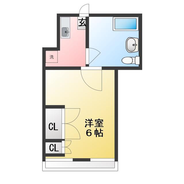 サンマリン三田(1K/2階)の間取り写真