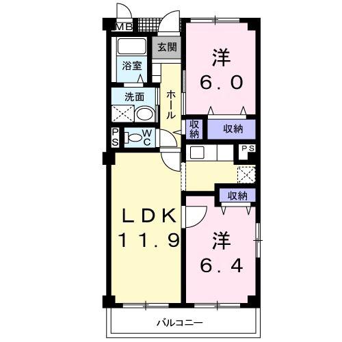 HAT TRICK(2LDK/3階)の間取り写真