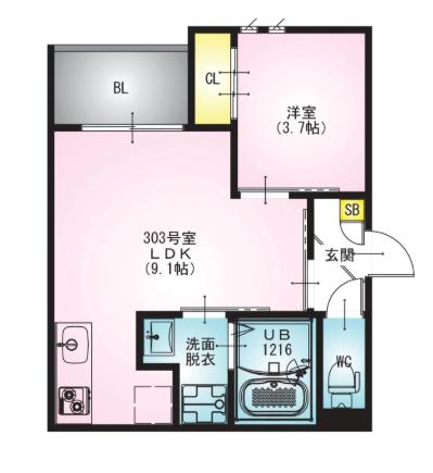 REGALEST蓮田プレミアム(1LDK/3階)の間取り写真