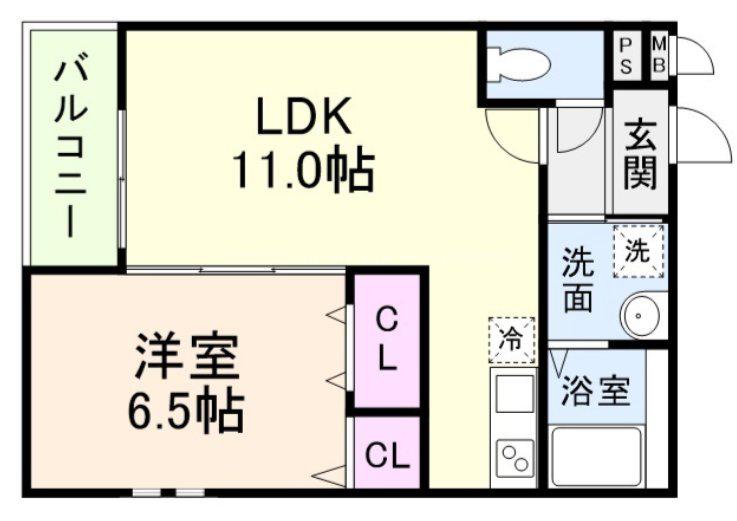 メゾン サンテヴェルデ(1LDK/2階)の間取り写真