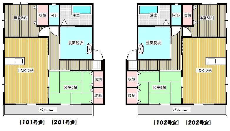 サニーコート松ヶ丘(2LDK/1階)の間取り写真