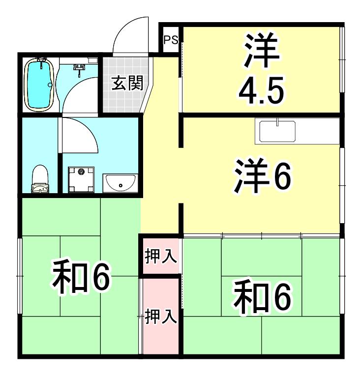 清水が丘コーポラス(3DK/5階)の間取り写真
