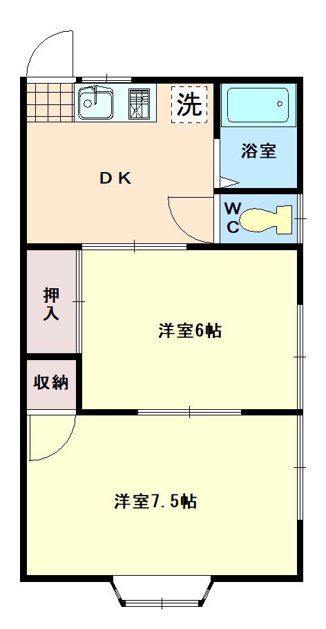サンハイツI(2DK/2階)の間取り写真