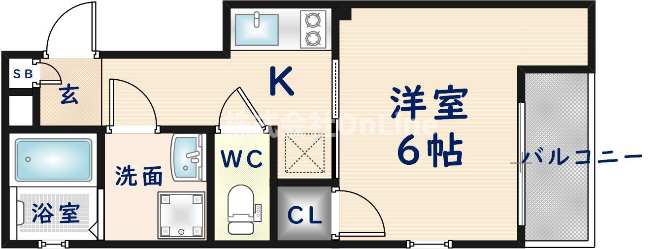 グラシアスコート長瀬(1K/2階)の間取り写真