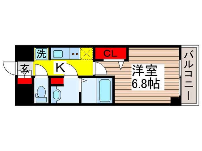 グランカーサ行徳(1K/2階)の間取り写真