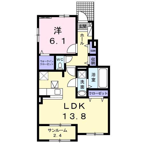 カルマーティI(1LDK/1階)の間取り写真